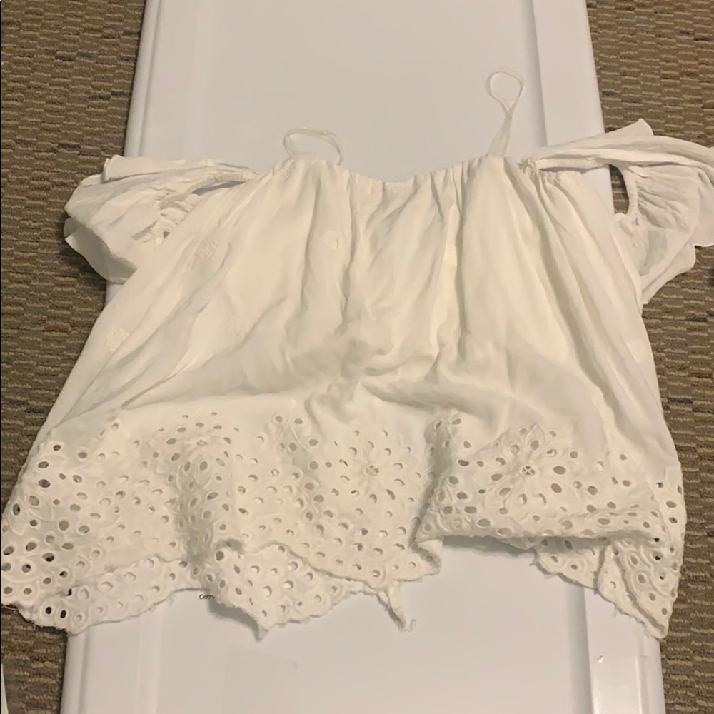 across the shoulder crop top open back and flowey